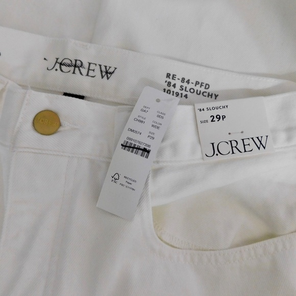 NWT!! J. CREW Petite Slouchy Jeans Solid White Denim Button Fly 29P 29 Petite - Picture 14 of 16
